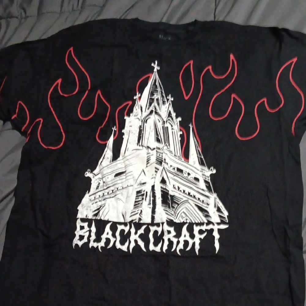 Blackcraft Flames On Church Graphic T-Shirt